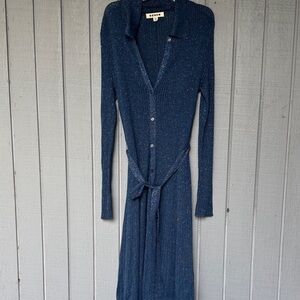 Bobeau Blue Long-Sleeve Knit Dress